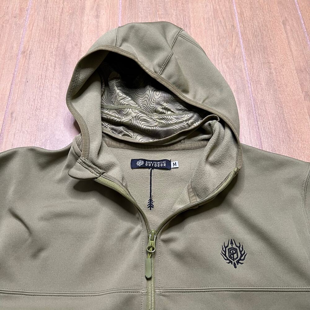 Born Primitive Outdoor Hoodie Jacket Green Full Zip Performance Mens M Logo - Picture 10 of 14